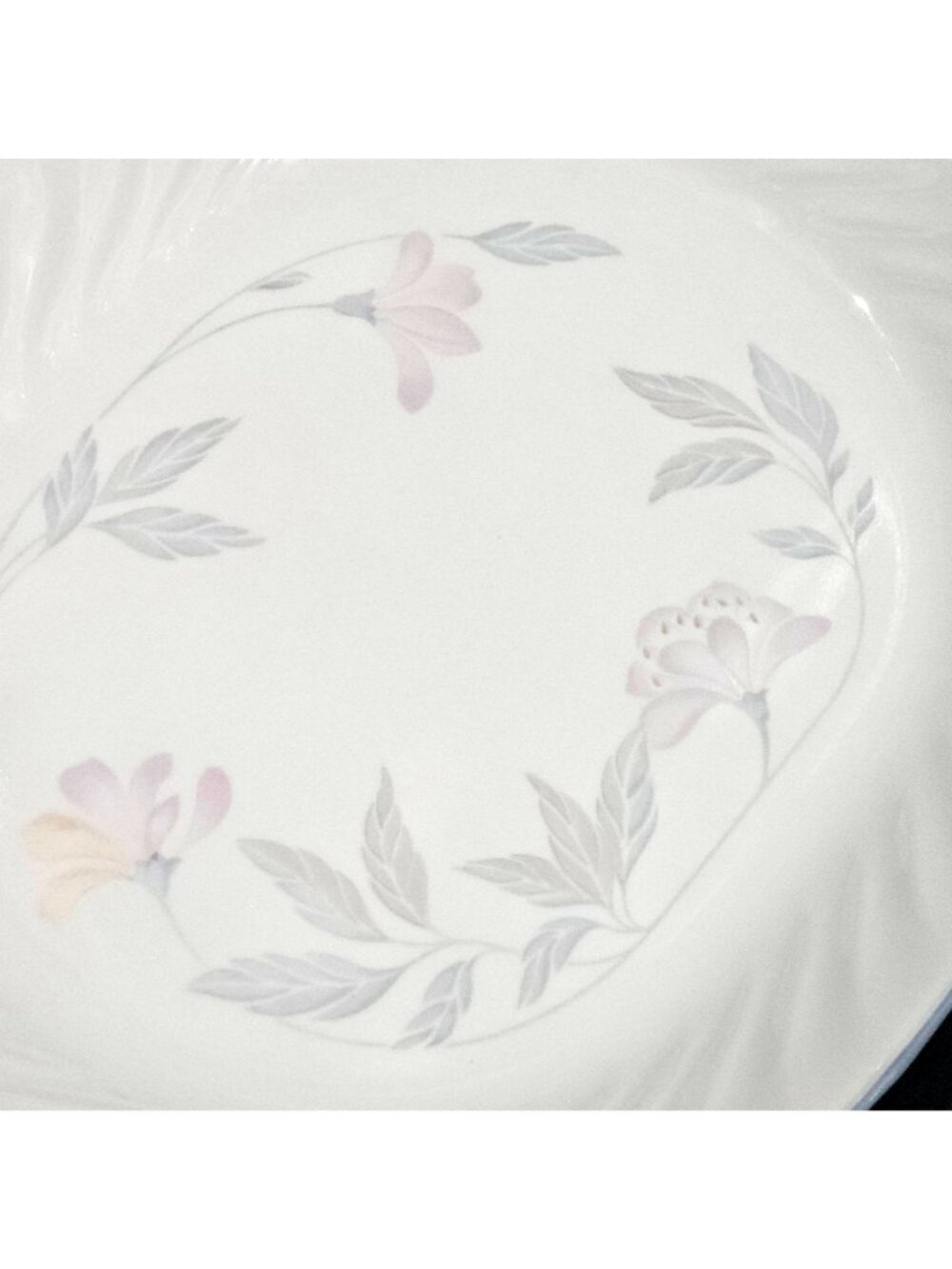 Corelle Pink Trio Platter 12" white blue band floral oval swirl on border - Picture 8 of 9